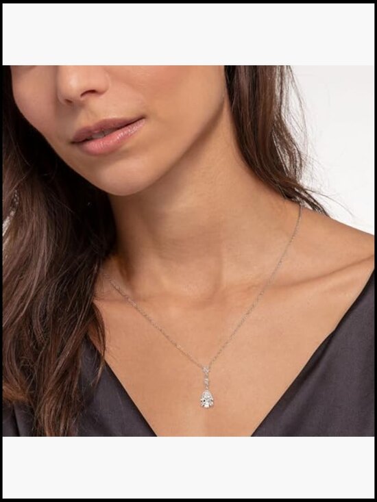 2 CT Pear Cut Moissanite Necklace: Sterling Silver Pendant  2CT Pear Cut Moissanite Pendant Necklace Dainty Elegant Sterling Silver